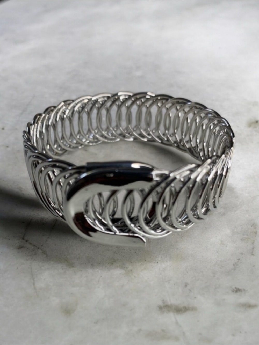 Plunder Design Silver Coil Loop Stretch Bracelet with Buckle Accent
